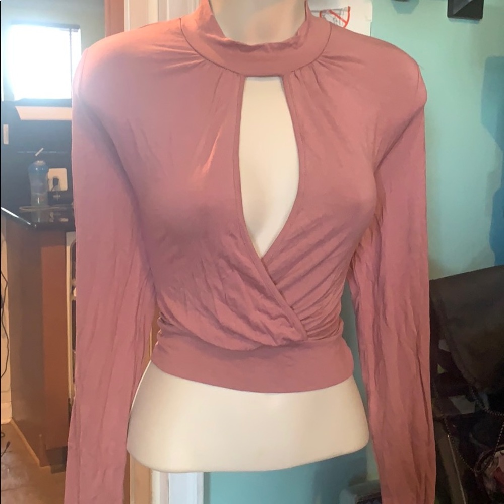 Mauve Long Sleeve Wrap top